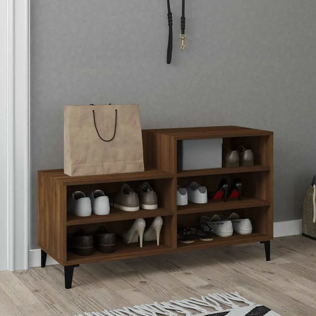 Shoe Cabinet Storage Rack 102x36x60cm Brown Oak 5 Shelves Engineered Wood