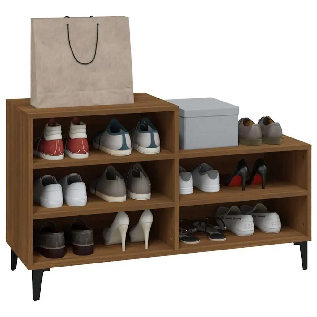 Shoe Cabinet Storage Rack 102x36x60cm Brown Oak 5 Shelves Engineered Wood