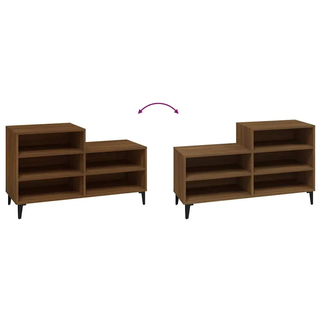 Shoe Cabinet Storage Rack 102x36x60cm Brown Oak 5 Shelves Engineered Wood