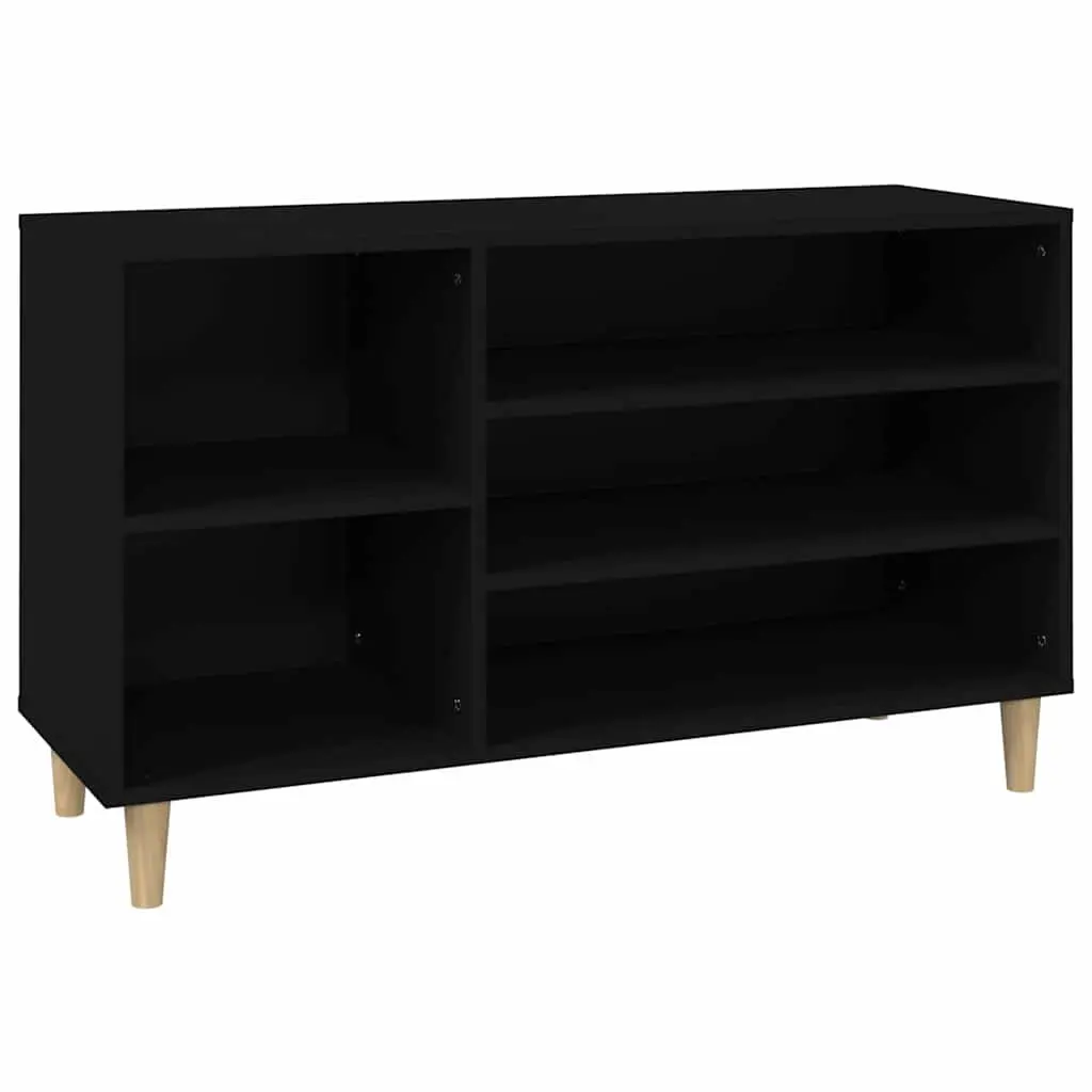 Shoe Cabinet Black Storage Organizer Engineered Wood Entryway Hallway 102W x 36D x 60H cm