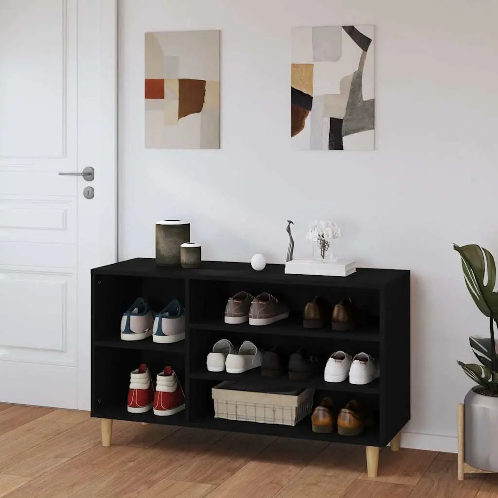 Shoe Cabinet Black Storage Organizer Engineered Wood Entryway Hallway 102W x 36D x 60H cm