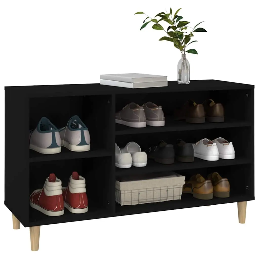 Shoe Cabinet Black Storage Organizer Engineered Wood Entryway Hallway 102W x 36D x 60H cm