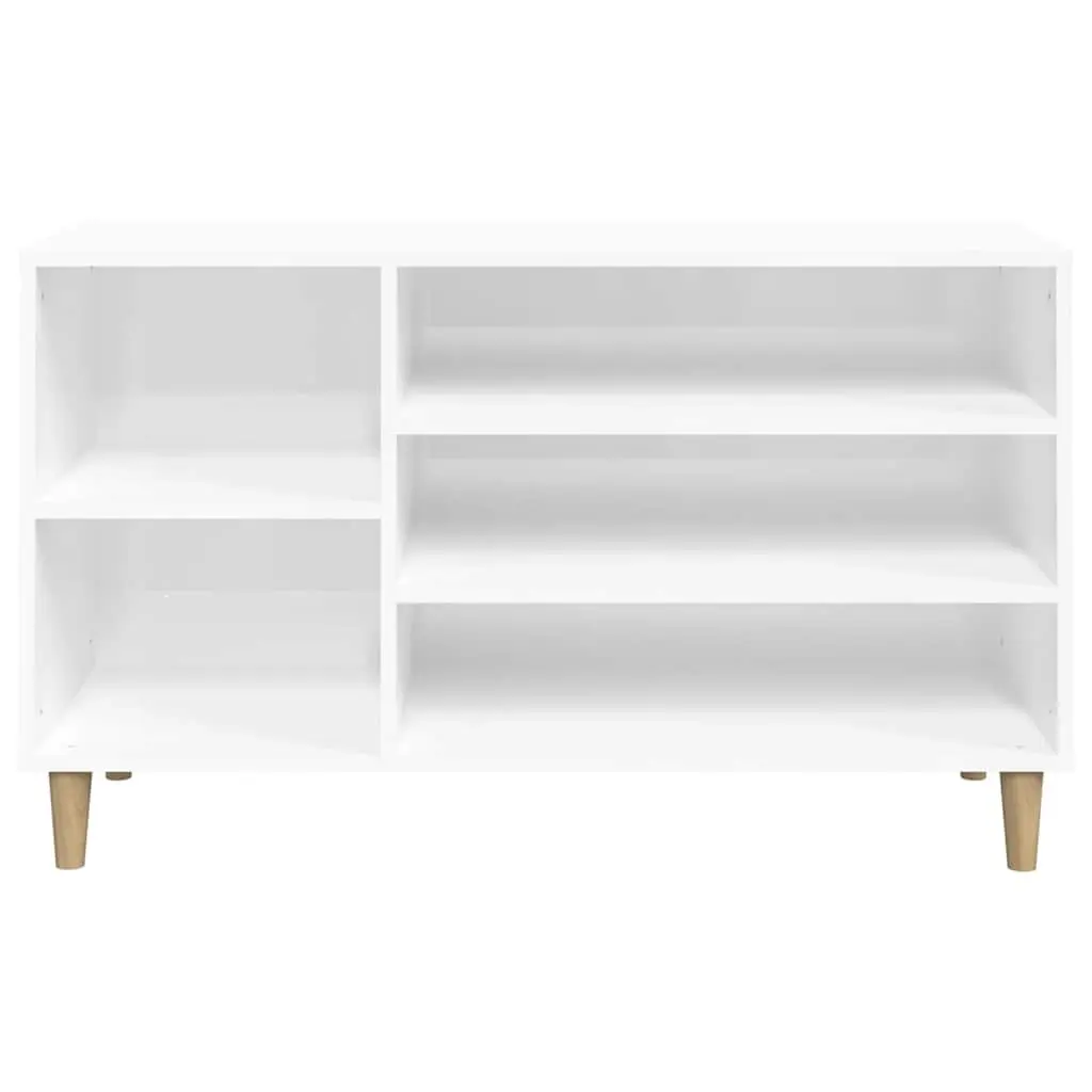 Shoe Cabinet Storage Organiser High Gloss White 102cm Engineered Wood