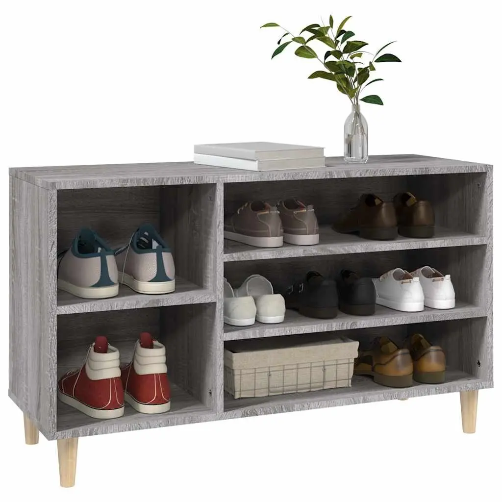 Shoe Cabinet Storage Organiser Grey 102W x 36D x 60H cm Engineered Wood
