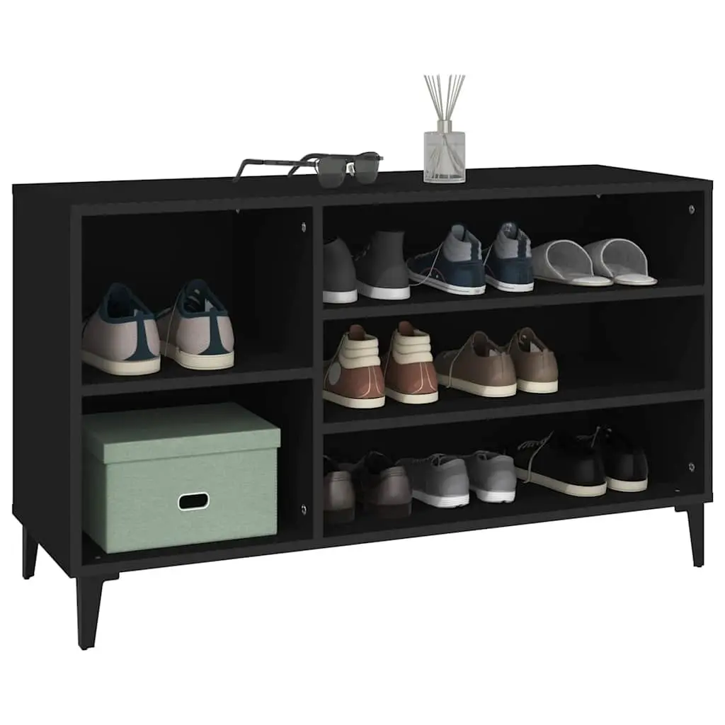 Shoe Cabinet Storage Organiser 102x36x60 cm Black Engineered Wood Hallway