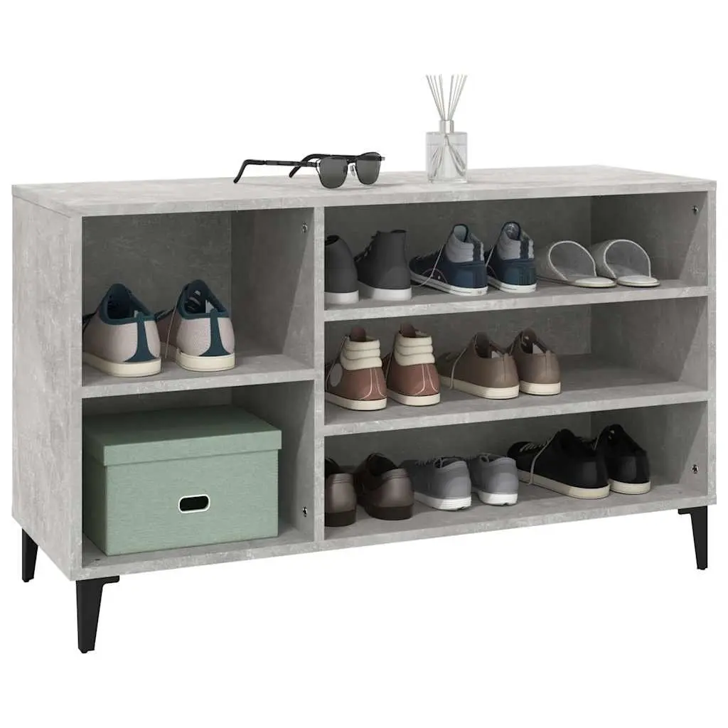 Shoe Cabinet Grey Engineered Wood Storage Organiser 102W x 36D x 60H cm