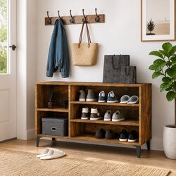 Affordable Shoe Cabinet: Brown Engineered Wood Storage Solution
