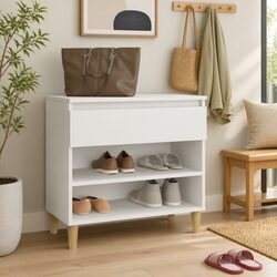 Reliable White Engineered Wood Shoe Cabinet 70x36x60 cm