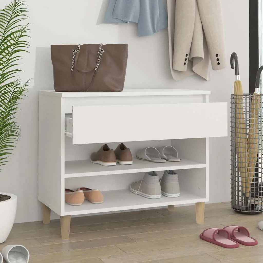 Shoe Cabinet Storage Organiser 70x36x60 cm White Engineered Wood Hall Furniture