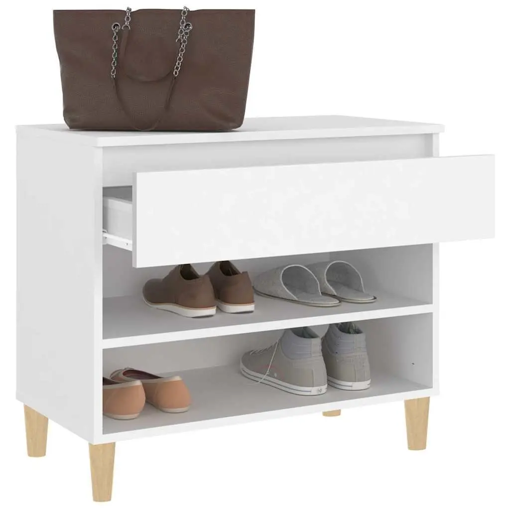 Shoe Cabinet Storage Organiser 70x36x60 cm White Engineered Wood Hall Furniture