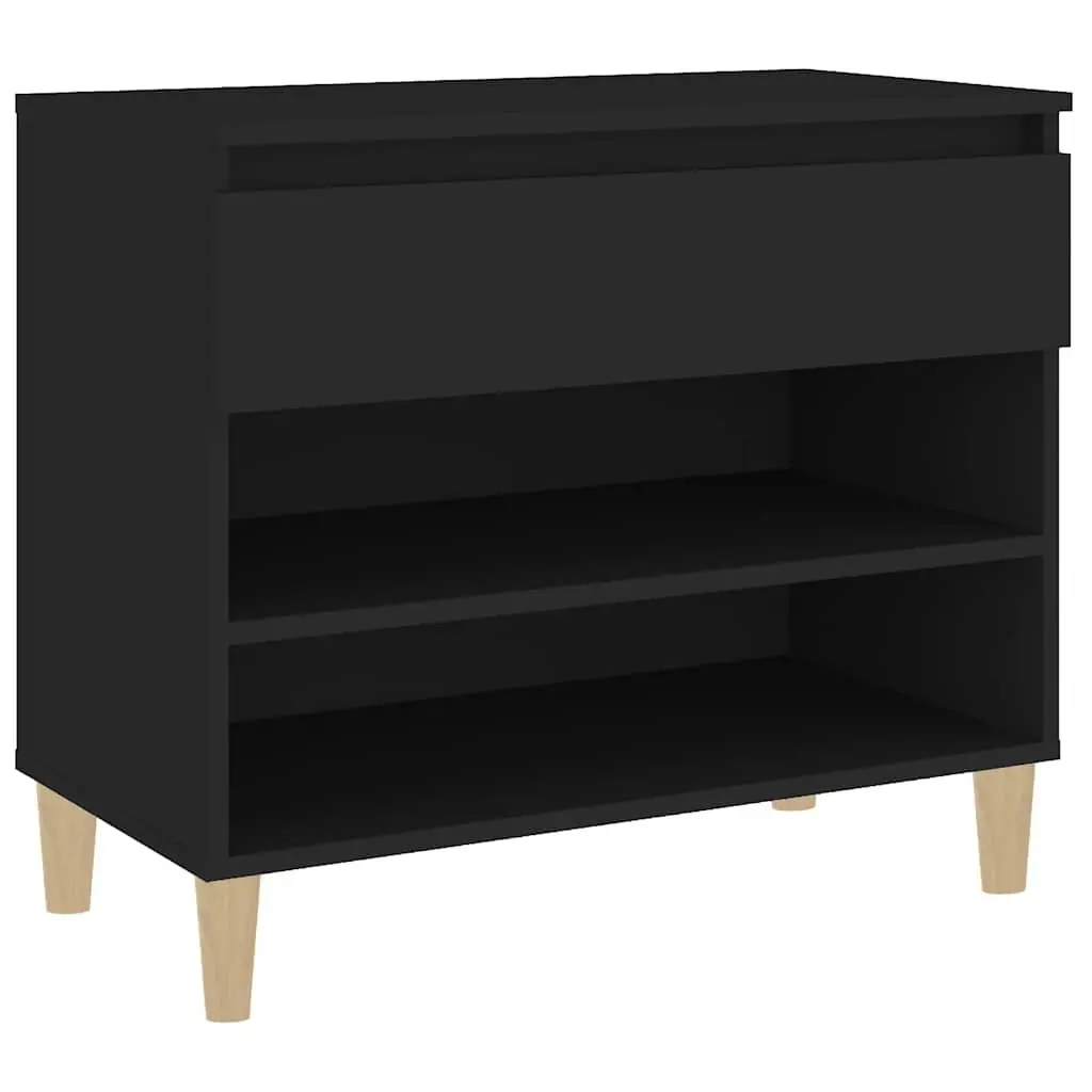 Shoe Cabinet Storage Organiser 70x36x60cm Black Engineered Wood
