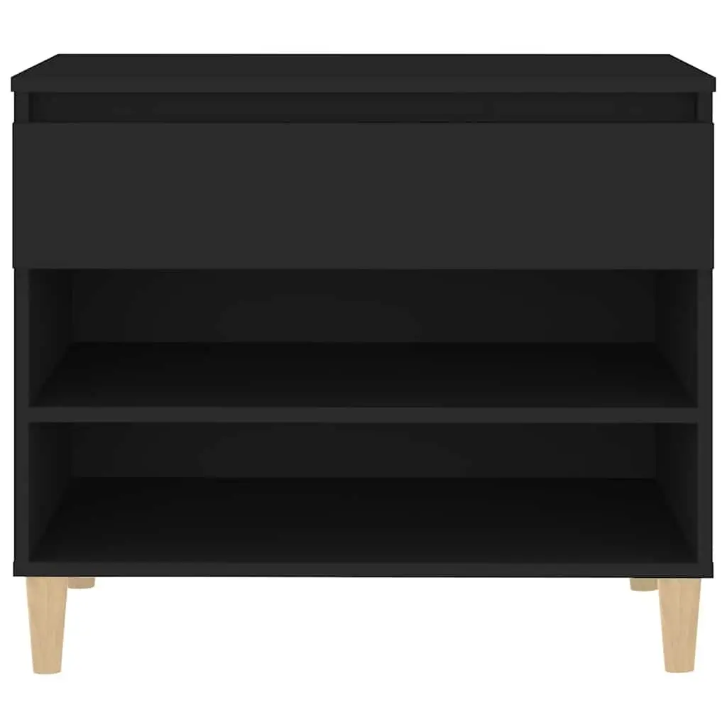 Shoe Cabinet Storage Organiser 70x36x60cm Black Engineered Wood