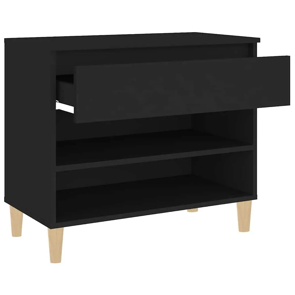Shoe Cabinet Storage Organiser 70x36x60cm Black Engineered Wood