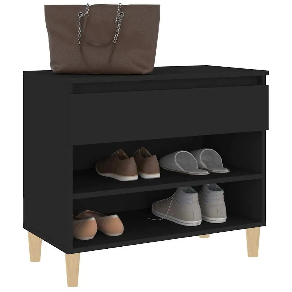 Shoe Cabinet Storage Organiser 70x36x60cm Black Engineered Wood