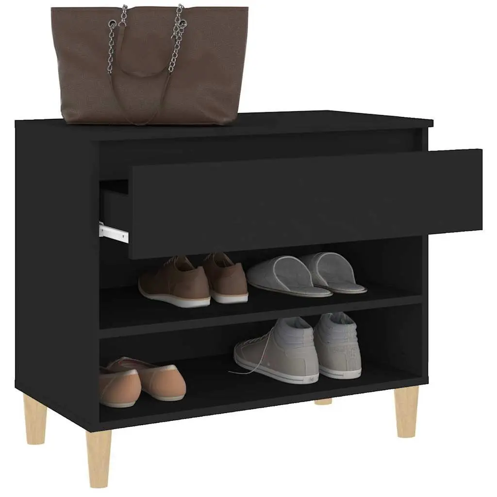Shoe Cabinet Storage Organiser 70x36x60cm Black Engineered Wood