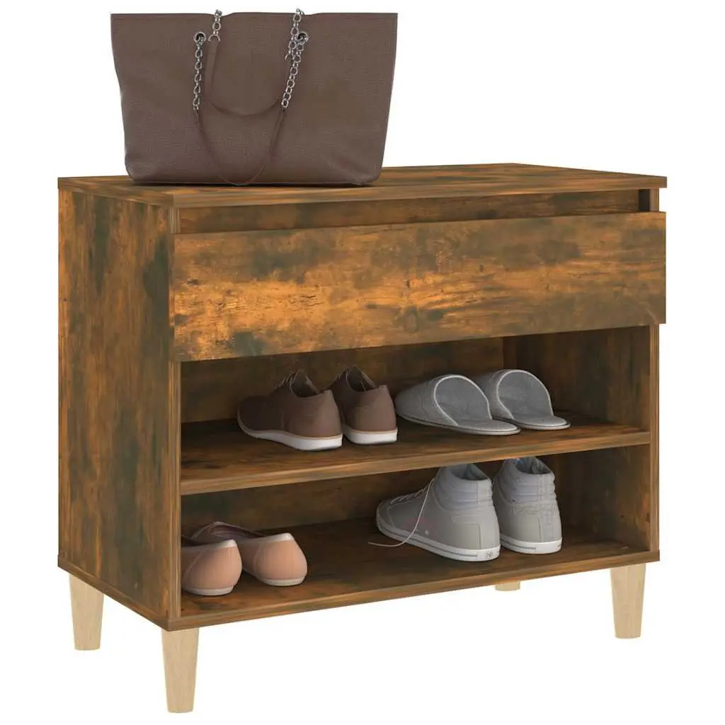 Shoe Cabinet Storage Organiser Brown Engineered Wood 70x36x60cm