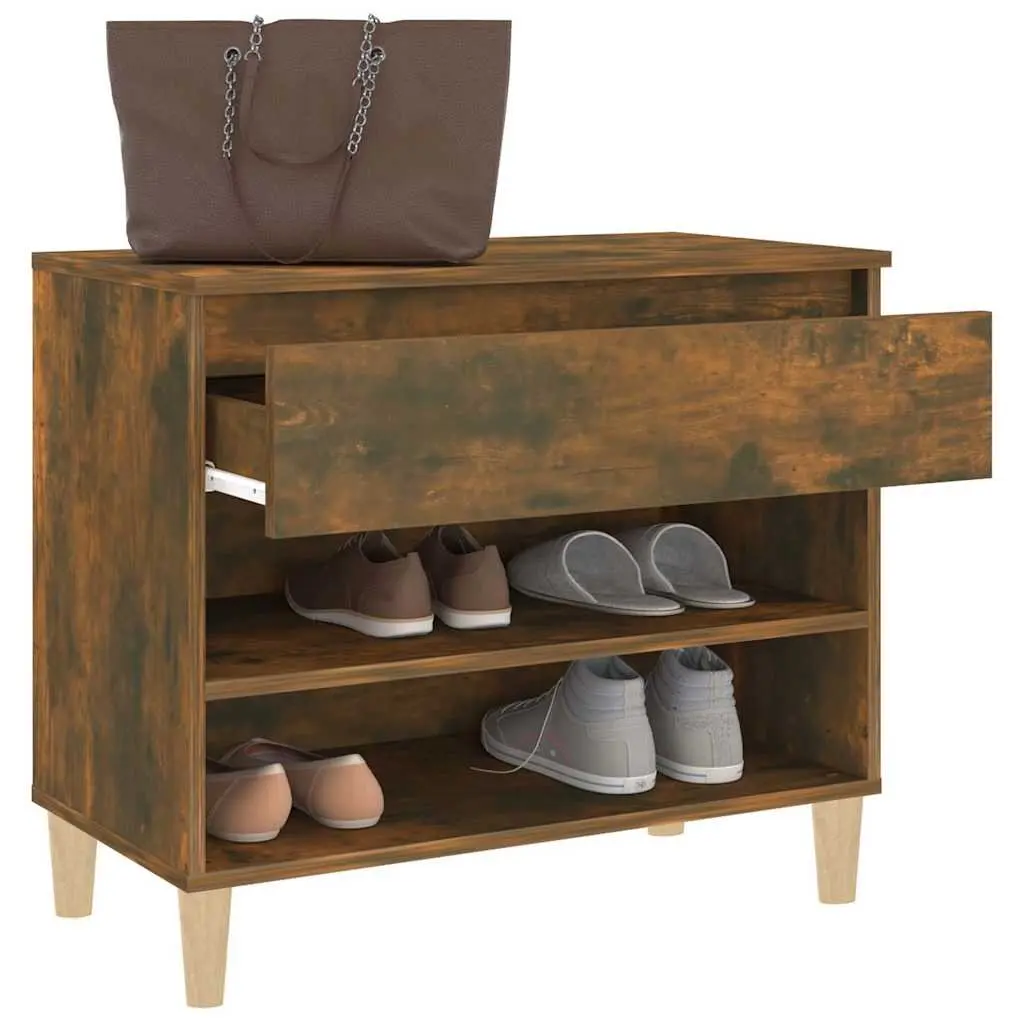 Shoe Cabinet Storage Organiser Brown Engineered Wood 70x36x60cm