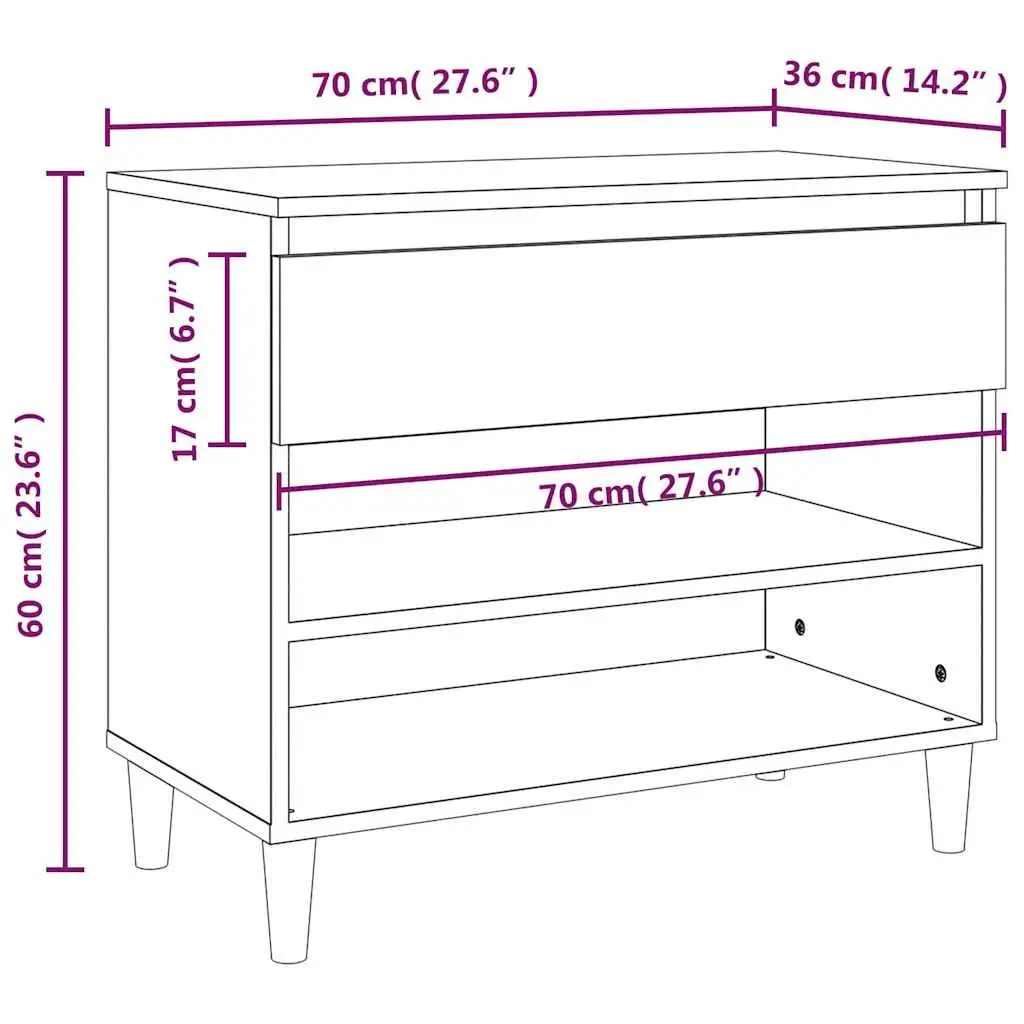 Shoe Cabinet Storage Organiser Brown Engineered Wood 70x36x60cm