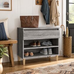 Shoe Cabinet Grey Sonoma 70x36x60 cm Storage Organiser Engineered Wood 2