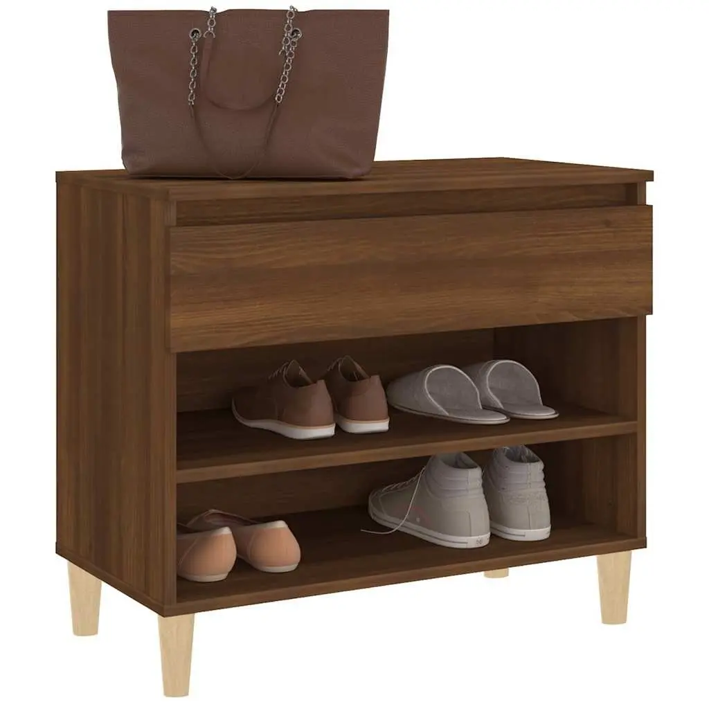 Shoe Cabinet Storage Organiser 70x36x60 cm Brown Oak Engineered Wood