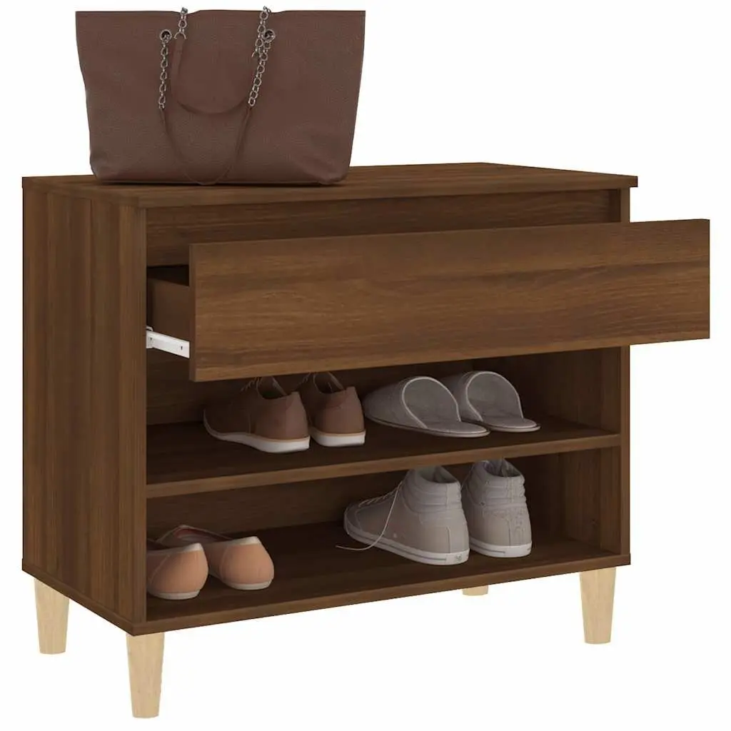 Shoe Cabinet Storage Organiser 70x36x60 cm Brown Oak Engineered Wood
