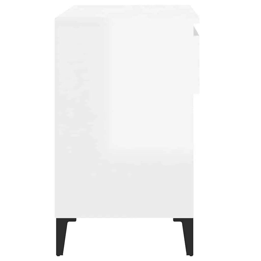 Shoe Cabinet White High Gloss Storage Engineered Wood 70x36x60cm