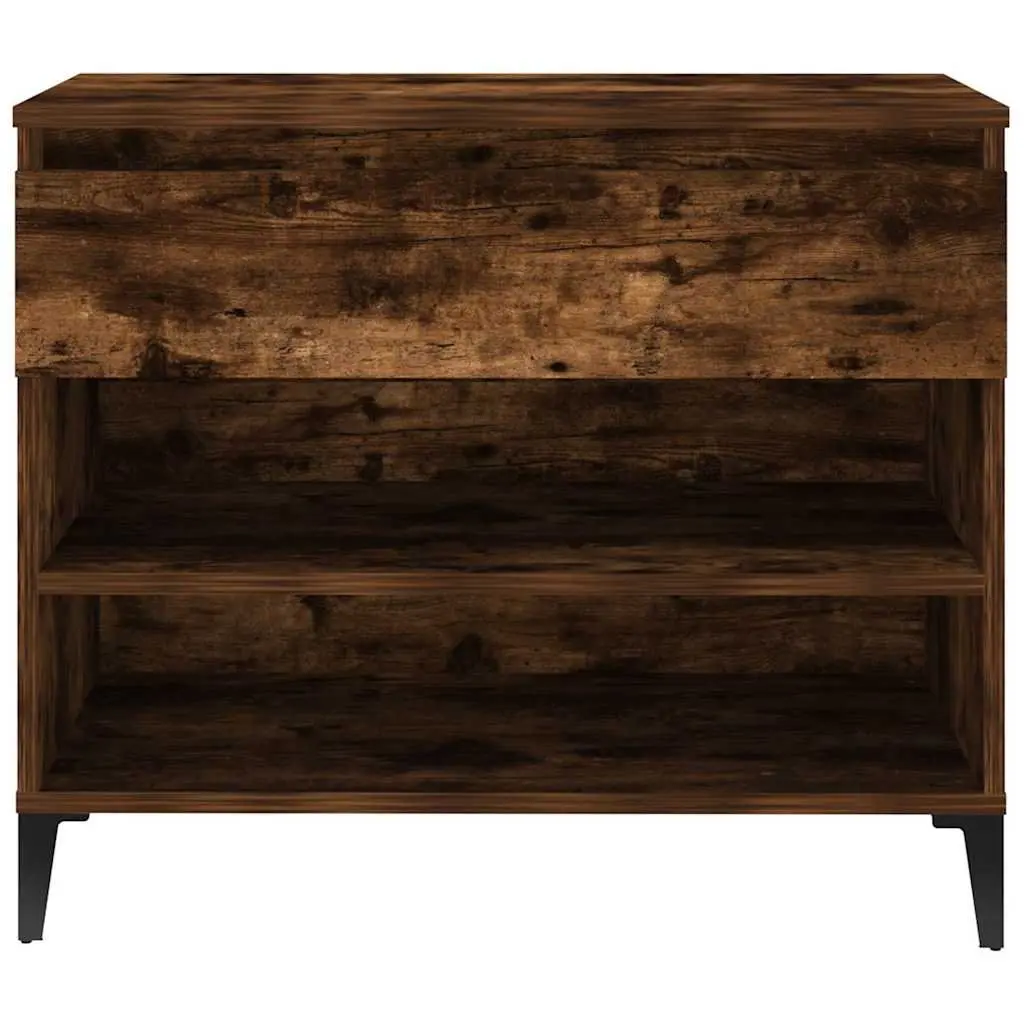 Shoe Cabinet Storage Organiser Brown Engineered Wood 2 Compartment Hallway Furniture