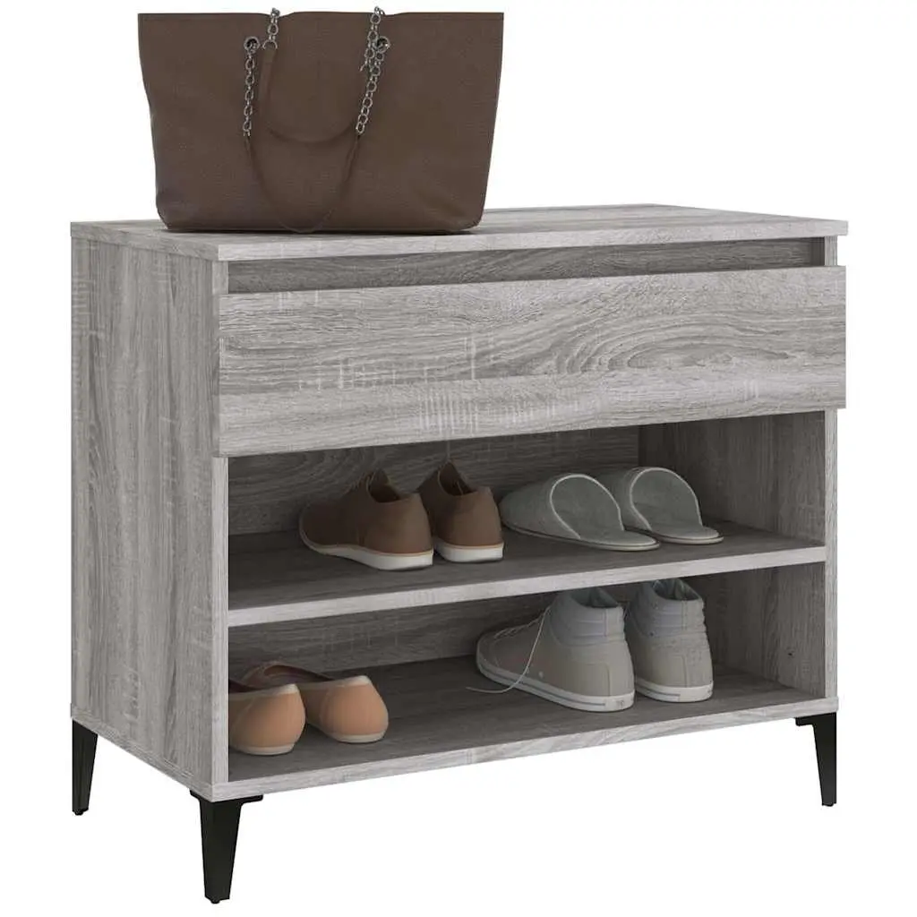 Grey Shoe Storage Cabinet Engineered Wood Hallway Furniture 70x36x60cm