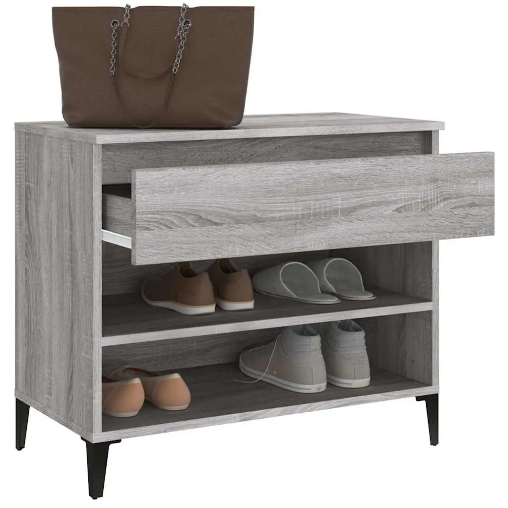 Grey Shoe Storage Cabinet Engineered Wood Hallway Furniture 70x36x60cm