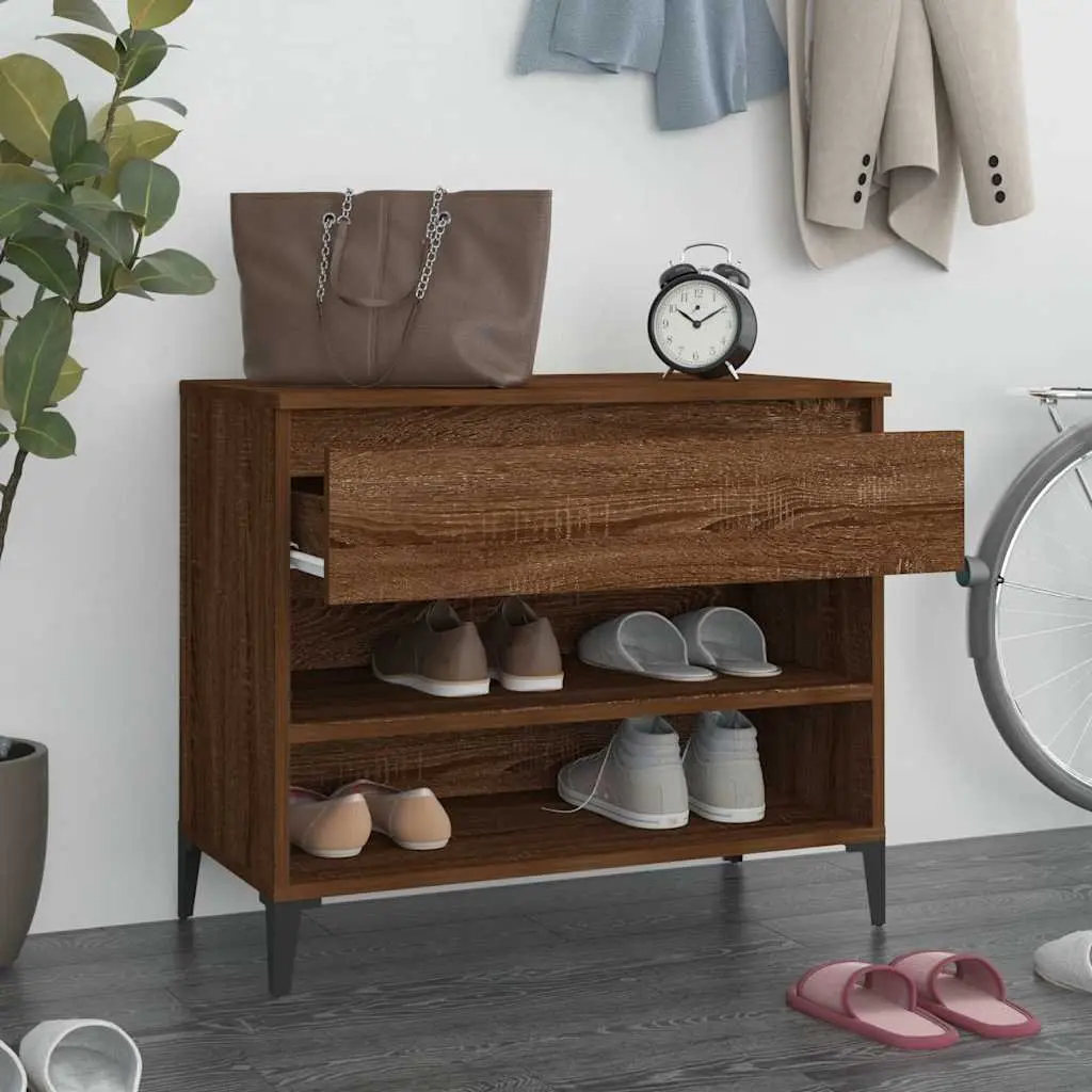 Shoe Cabinet Storage Organiser 70x36x60 cm Brown Oak Engineered Wood