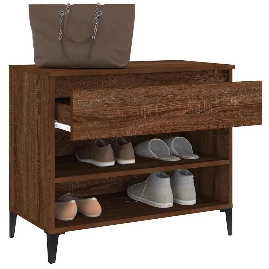 Shoe Cabinet Storage Organiser 70x36x60 cm Brown Oak Engineered Wood
