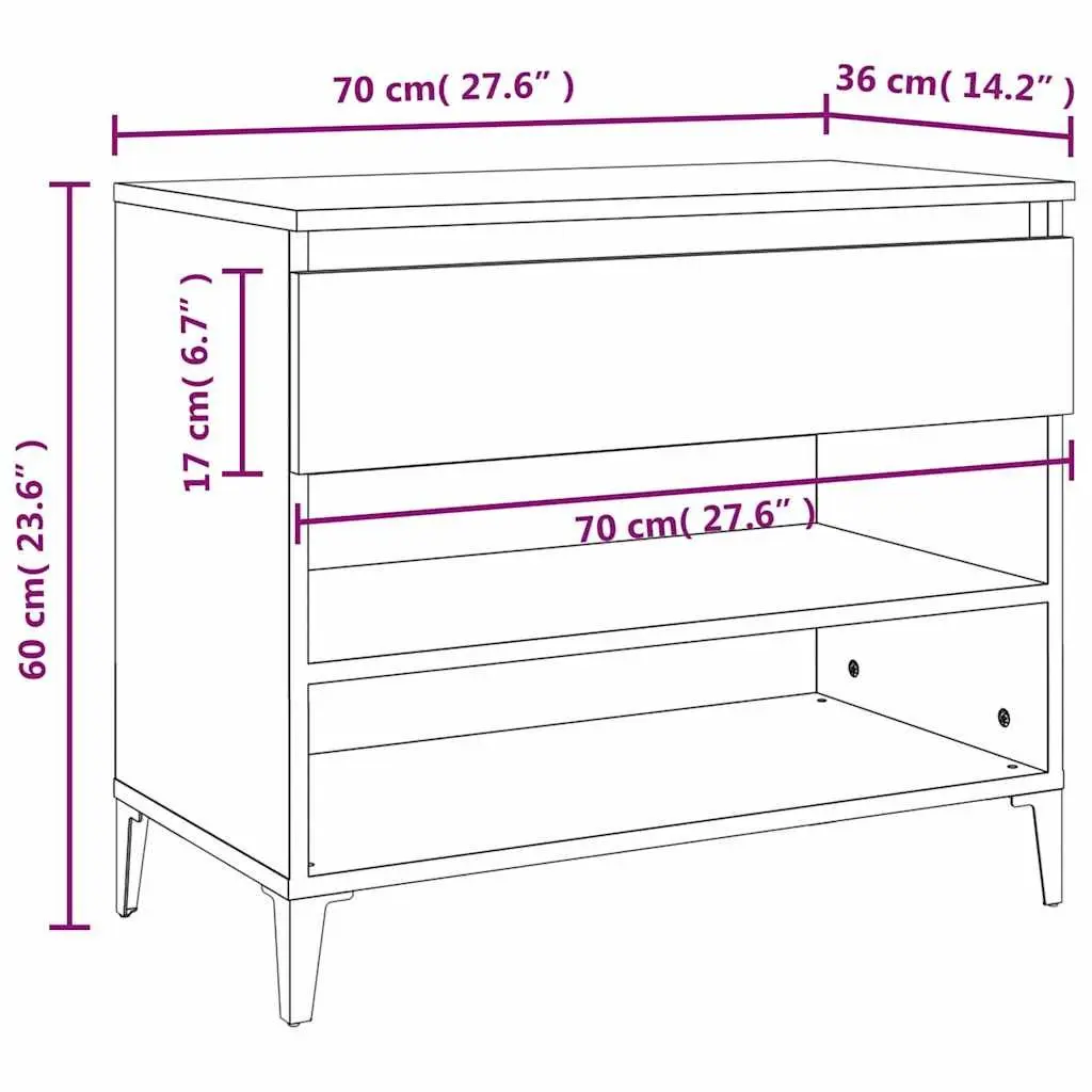Shoe Cabinet Storage Organiser 70x36x60 cm Brown Oak Engineered Wood