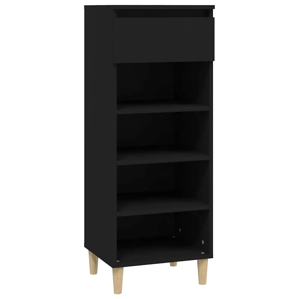 Shoe Cabinet Storage Organiser 40x36x105cm Black 4 Shelves 1 Drawer