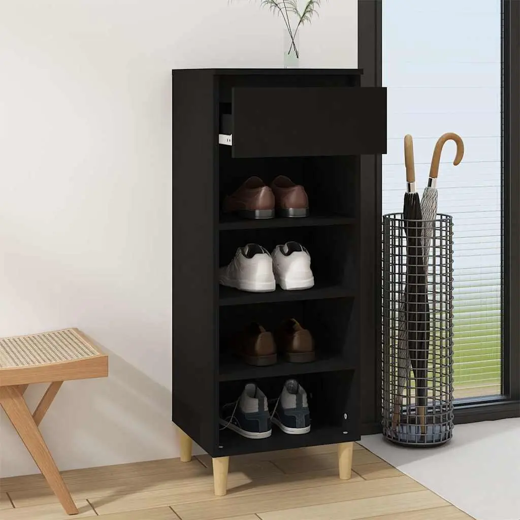 Shoe Cabinet Storage Organiser 40x36x105cm Black 4 Shelves 1 Drawer