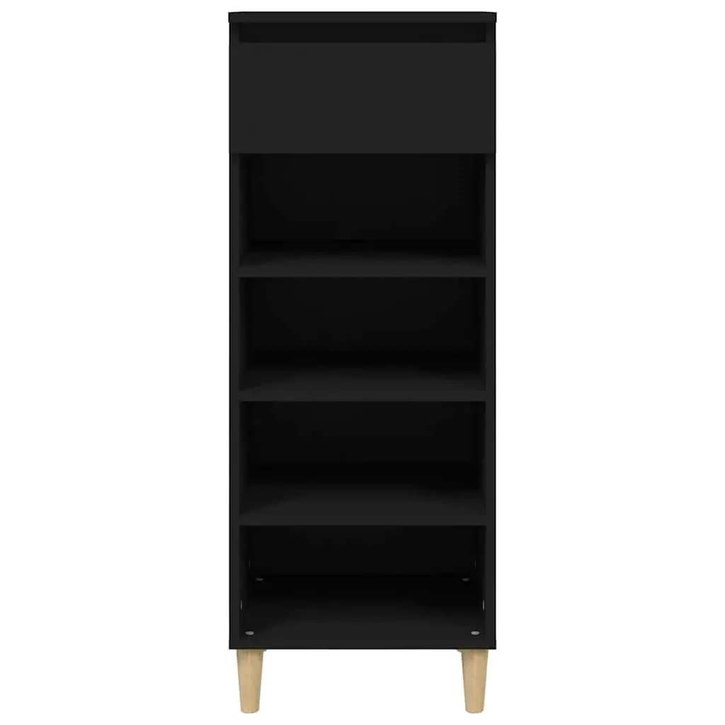 Shoe Cabinet Storage Organiser 40x36x105cm Black 4 Shelves 1 Drawer