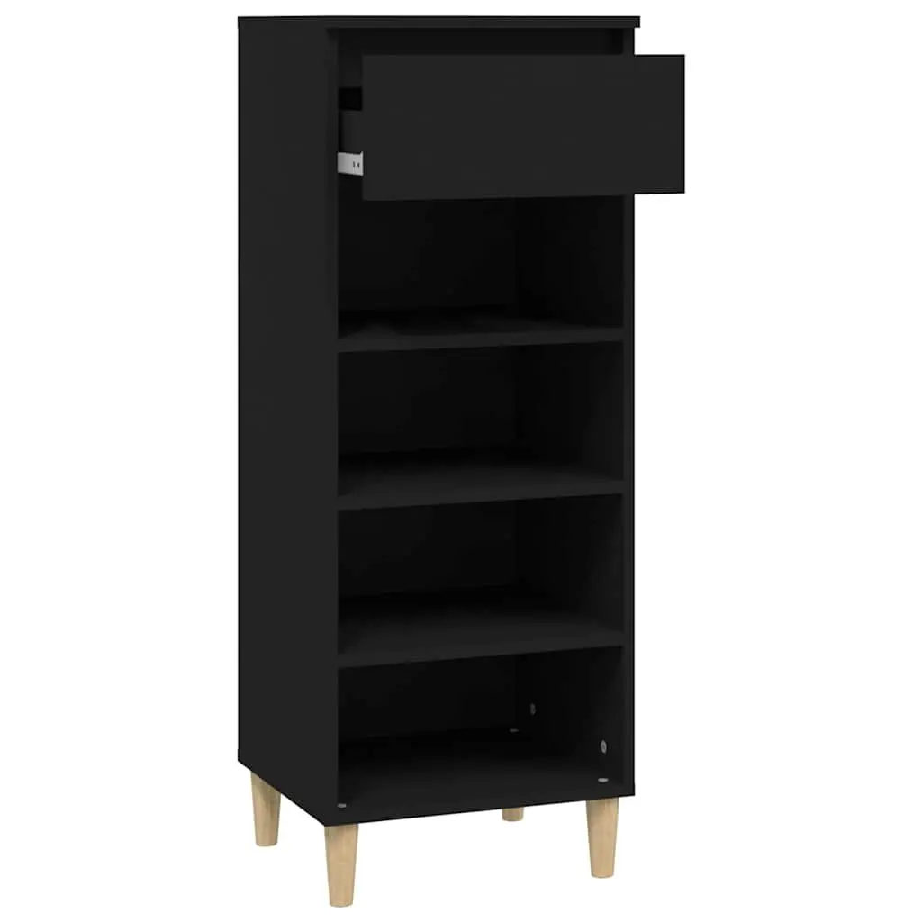 Shoe Cabinet Storage Organiser 40x36x105cm Black 4 Shelves 1 Drawer