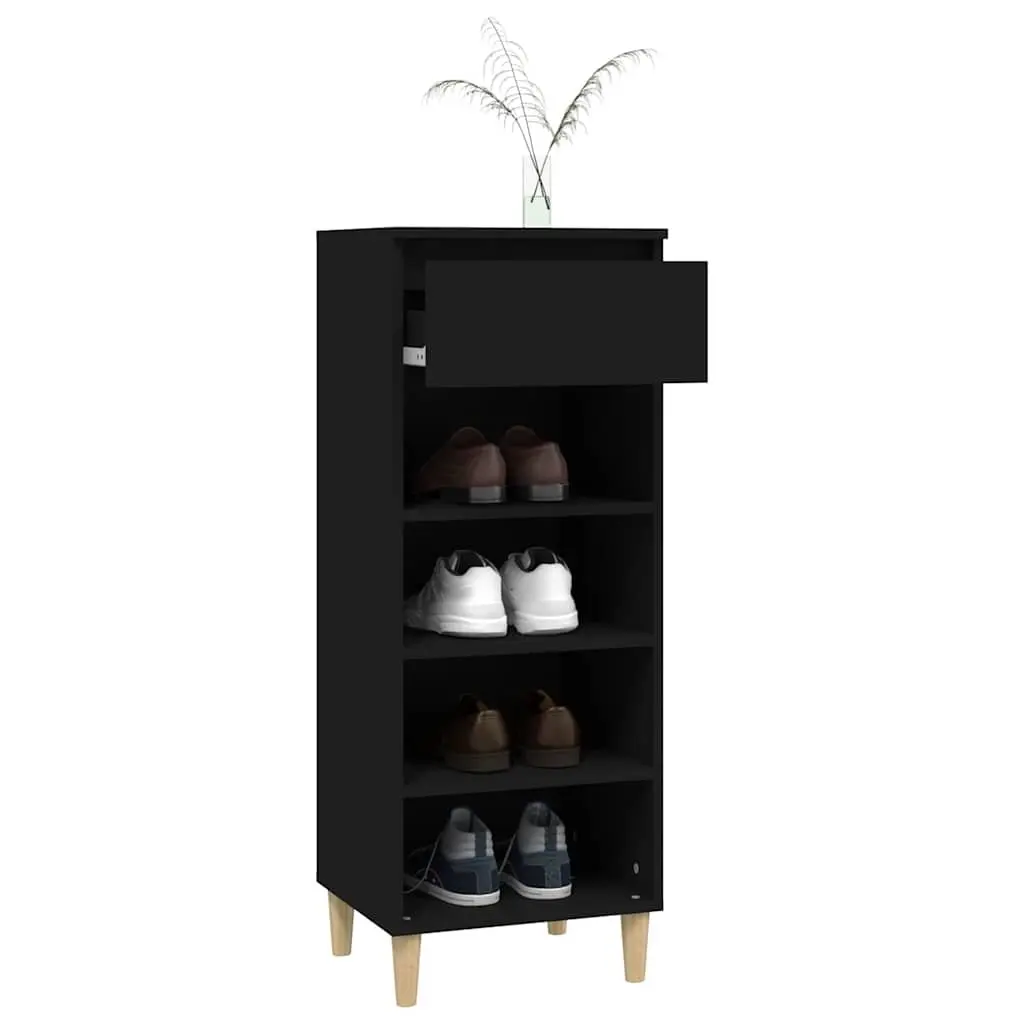Shoe Cabinet Storage Organiser 40x36x105cm Black 4 Shelves 1 Drawer