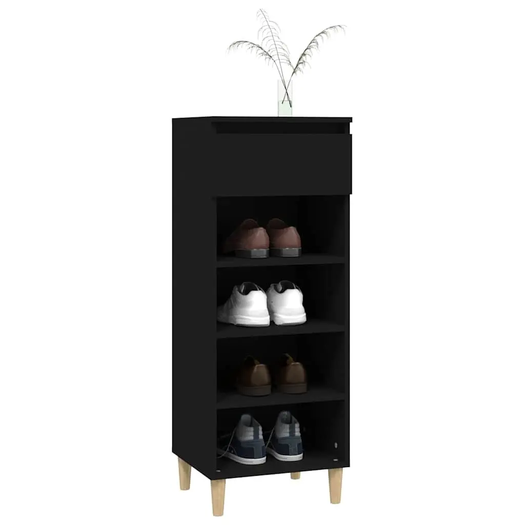 Shoe Cabinet Storage Organiser 40x36x105cm Black 4 Shelves 1 Drawer