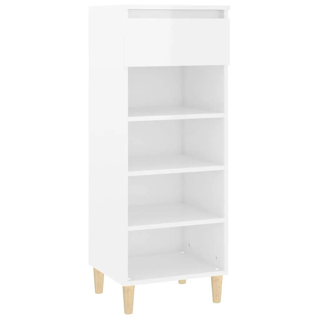 Shoe Cabinet Storage Organiser 40x36x105cm White High Gloss 4 Shelves Drawer