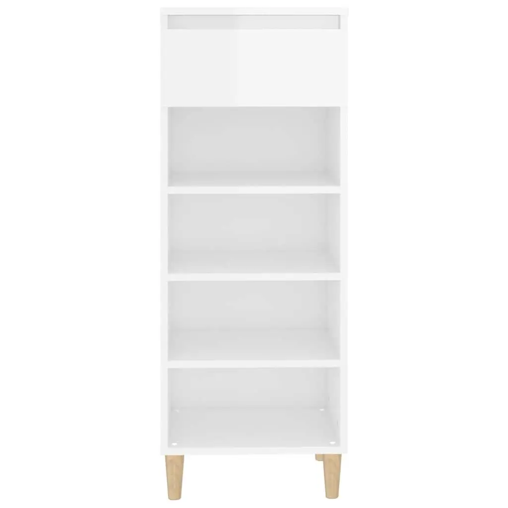 Shoe Cabinet Storage Organiser 40x36x105cm White High Gloss 4 Shelves Drawer