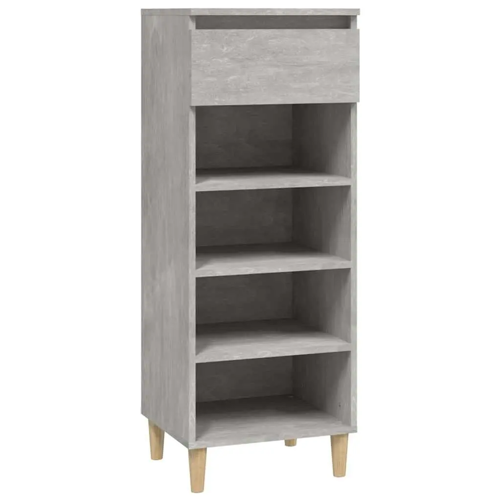 Shoe Cabinet Storage Organiser 4 Shelves 1 Drawer Grey Wooden Furniture