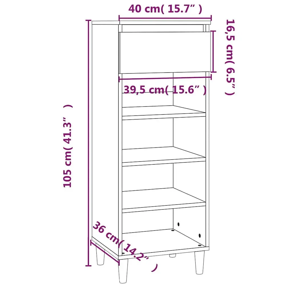 Shoe Cabinet Shoe Storage 40x36x105cm Smoked Oak