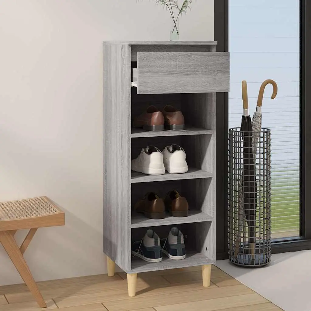 Shoe Cabinet Storage Organiser 40x36x105 cm Grey 4 Shelves Drawer