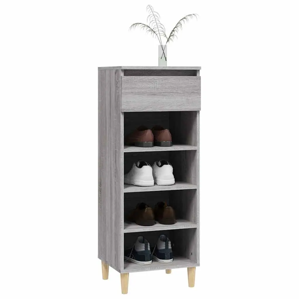 Shoe Cabinet Storage Organiser 40x36x105 cm Grey 4 Shelves Drawer