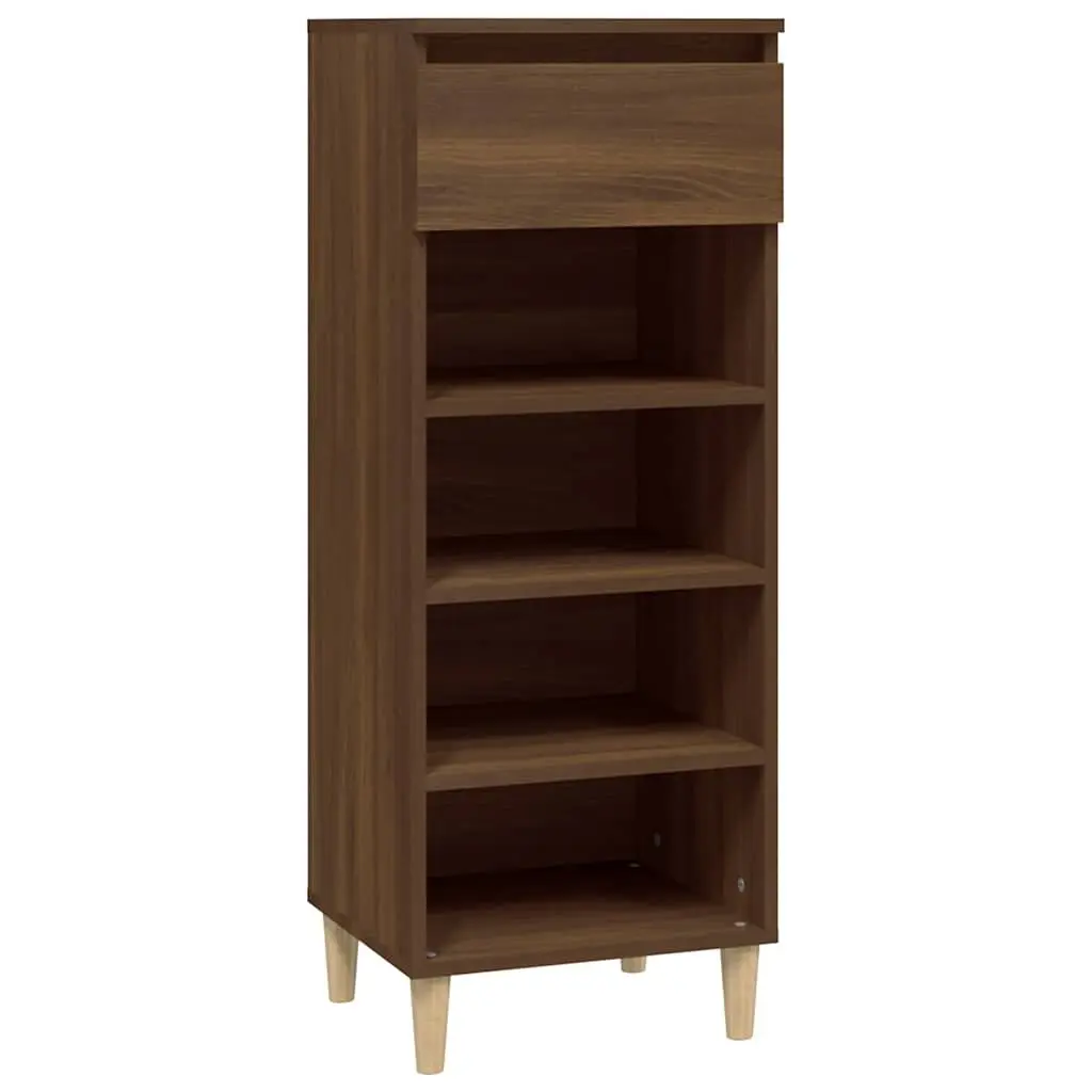 Shoe Cabinet Storage Organiser 4 Shelves 1 Drawer Brown Oak Engineered Wood