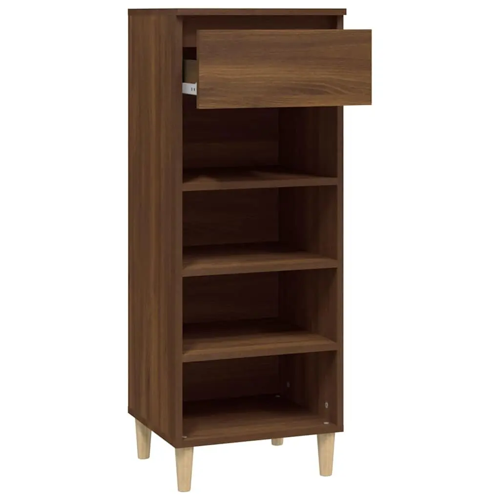 Shoe Cabinet Storage Organiser 4 Shelves 1 Drawer Brown Oak Engineered Wood