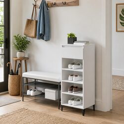 Durable White Shoe Rack Organiser 40x36x105cm