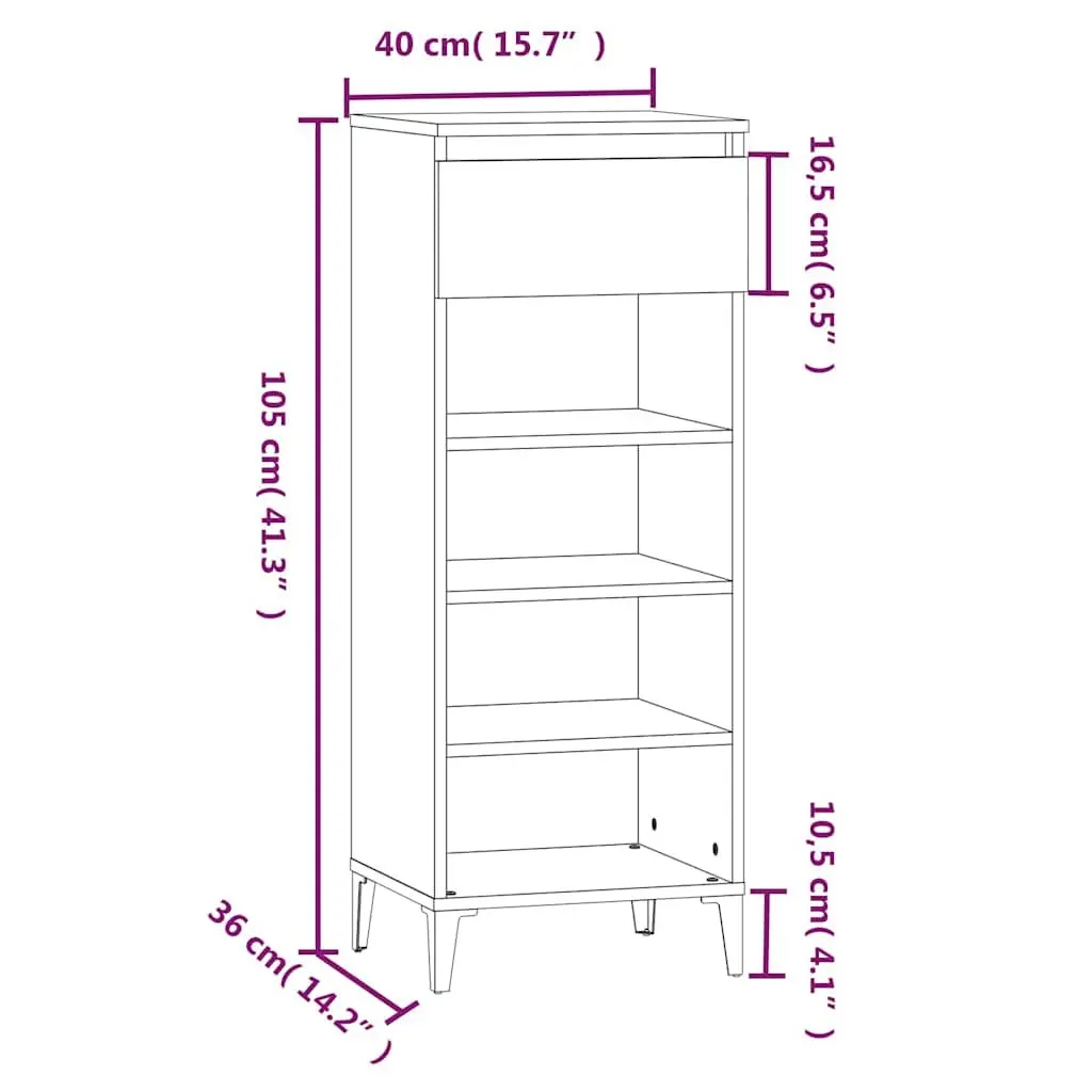 Shoe Rack White Storage Cabinet Organiser 40x36x105cm Engineered Wood