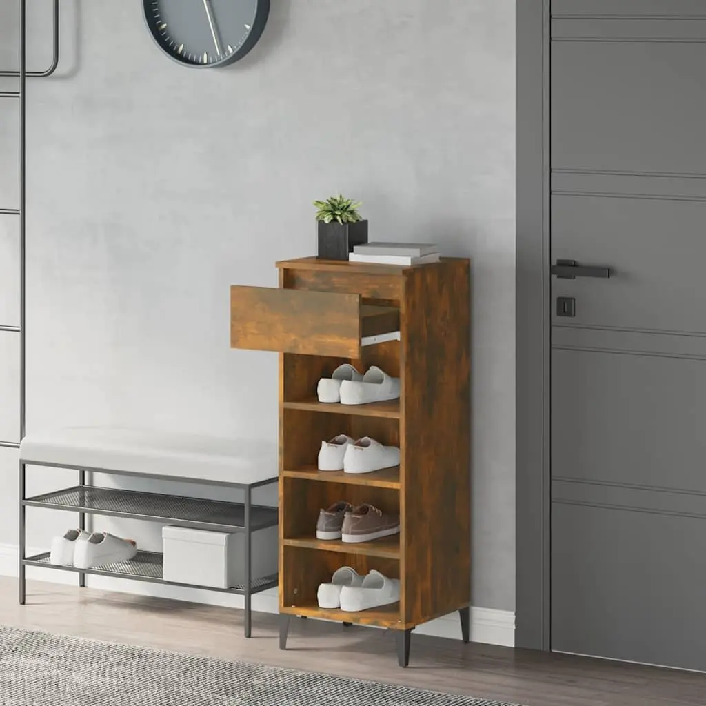 Shoe Rack Storage Cabinet Organiser Engineered Wood Brown 40x36x105cm