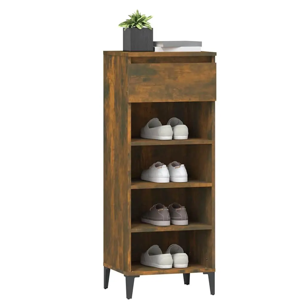 Shoe Rack Storage Cabinet Organiser Engineered Wood Brown 40x36x105cm